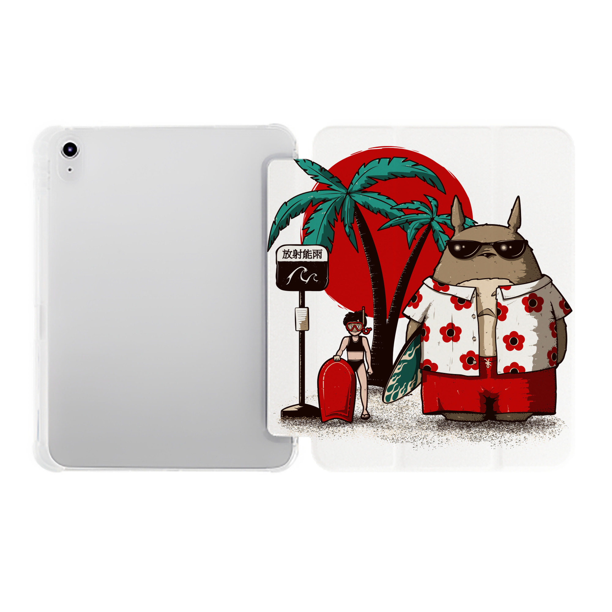 （画像用） となりのトトロ 草壁メイ 草壁サツキ My Neighbor Totoro Satsuki Kusakabe Mei Kusakabe IPad ケース ペン収納付き 三つ折りスタンド PUレザー×シリコン 対応機種9.5/10.5/10.9インチ